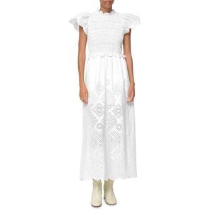 Sea Womens Vienne White Cotton Long Flutter Sleeve Maxi Dress NWT
